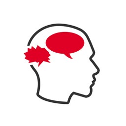 Psychotherapie Icon: Kopfumriss mit unterschiedlichen Sprechblasen