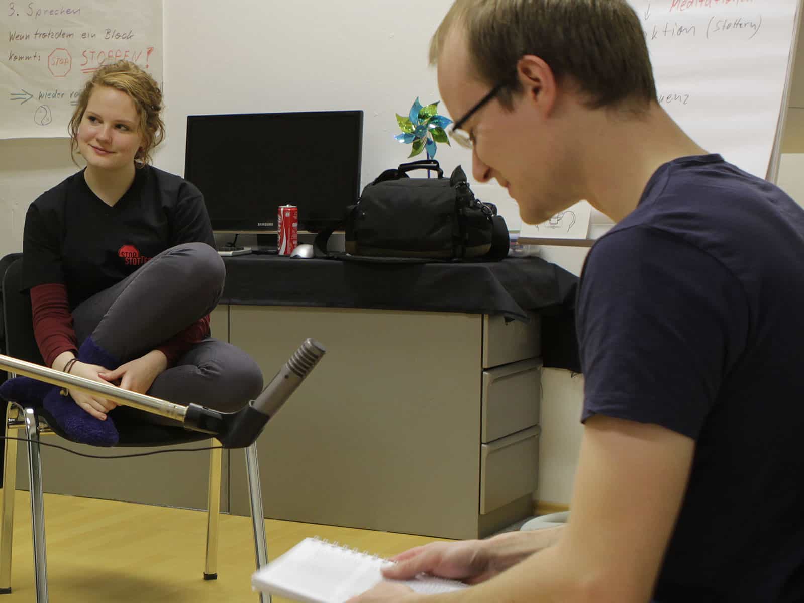 Stotternde bei der Stottertherapie-Übung "Sprechplanung"